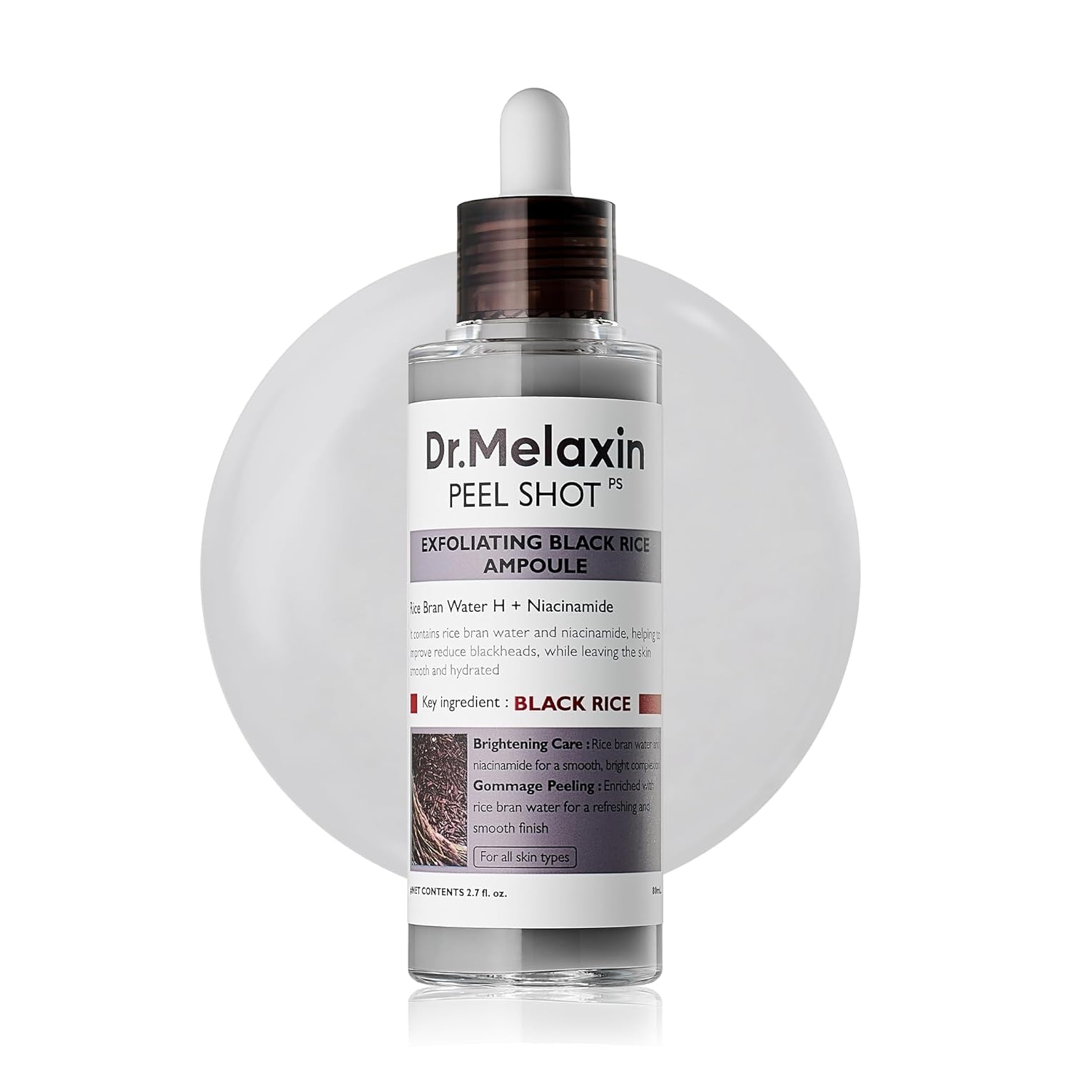 Peel Shot Glow Black Rice Peeling Ampoule – AHA BHA Daily Chemical Exfoliant with Rice Water & Niacinamide, Glass Skin Texture for Dead Skin & Dull Complexion, Korean Skincare 2.7 Fl.Oz