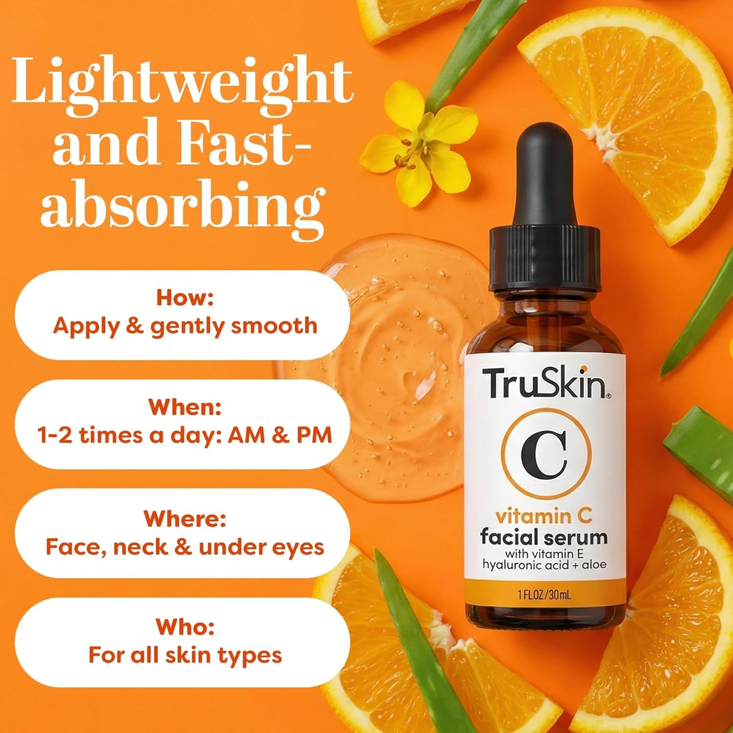 Vitamin C Serum for Face - anti Aging Face Serum with Hyaluronic Acid & Vitamin E - Brightening Formula for Improving Appearance of Dark Spots, Fine Lines & Wrinkles - All Skin Types, 1 Fl Oz