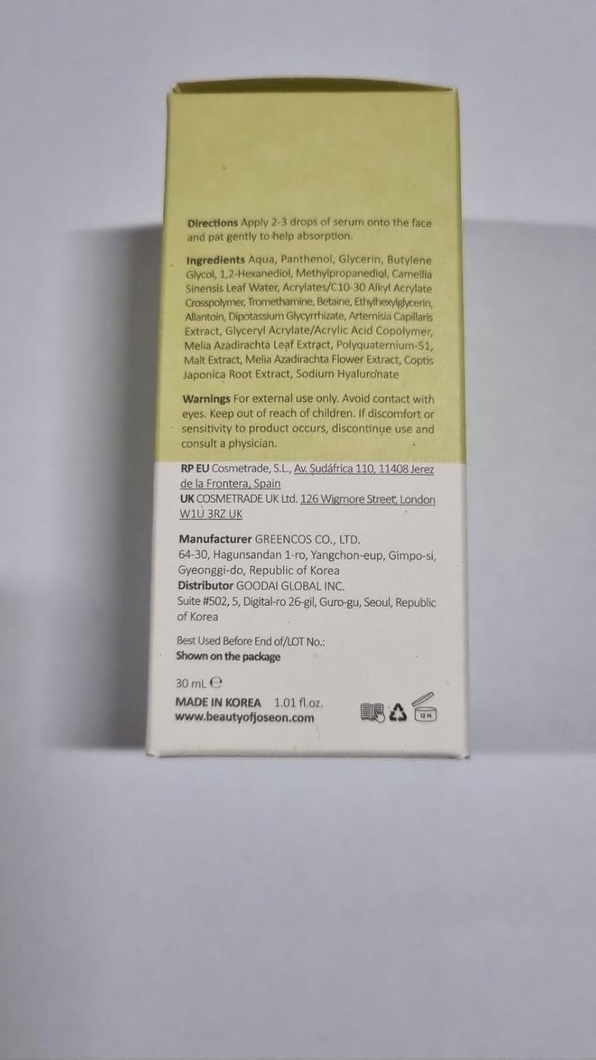 Beauty of Joseon Calming Serum Green Tea Panthenol Soothing, 30Ml(Exp 04/08/27)