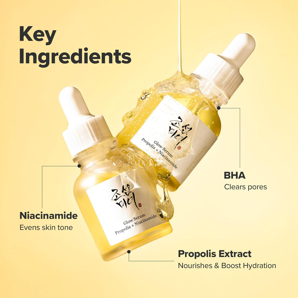 Glow Serum Propolis and Niacinamide Hydrating Facial Soothing Moisturizer for Uneven Skin Tone Korean Skin Care 30Ml 1 Fl.Oz