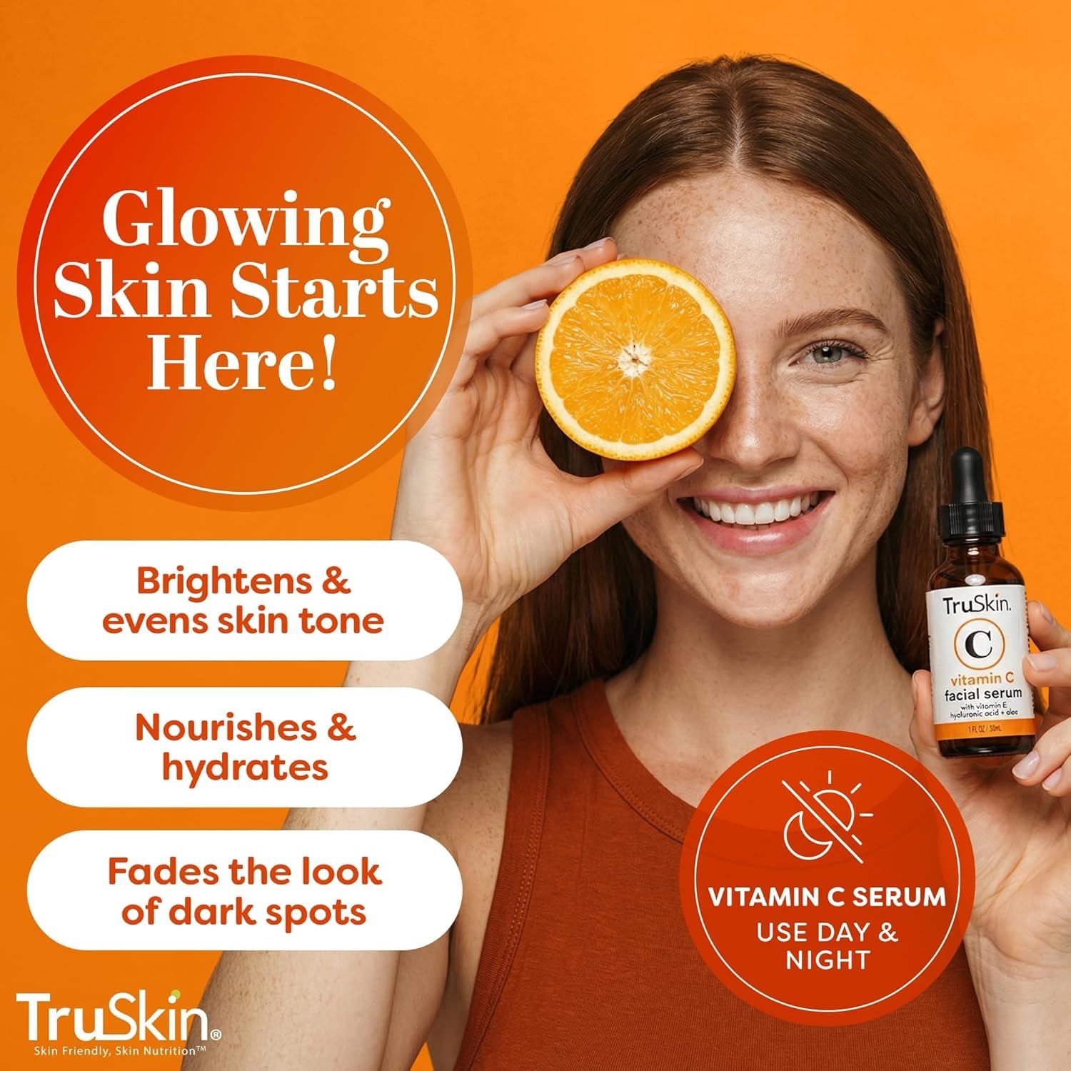 Vitamin C Serum for Face - anti Aging Face Serum with Hyaluronic Acid & Vitamin E - Brightening Formula for Improving Appearance of Dark Spots, Fine Lines & Wrinkles - All Skin Types, 1 Fl Oz