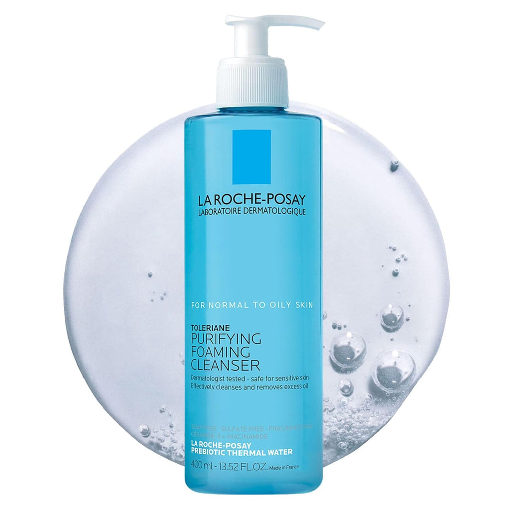 Toleriane Purifying Foaming Facial Cleanser, Oil Free Face Wash for Women & Men with Niacinamide + Ceramides, Pore Cleanser Safe for Sensitive Skin, Won’T Dry Out Skin, Soap Free