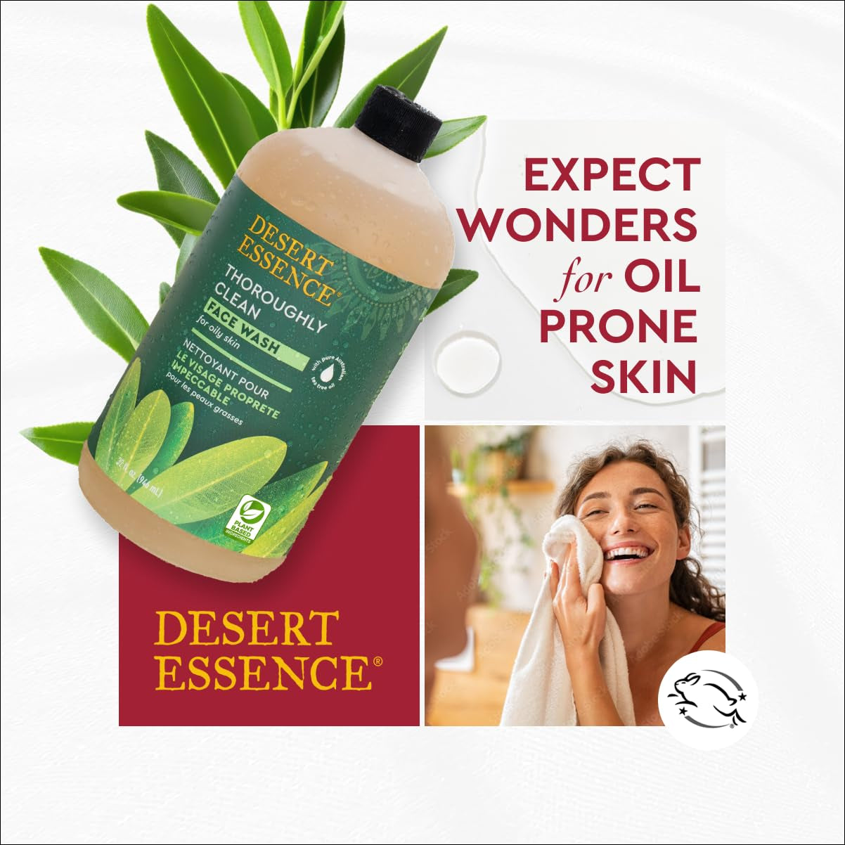 Tea Tree Face Wash 32 Fl Oz - Facial Cleanser with Natural Tea Tree Oil for Daily Use - Gentle Castile Formula for Sensitive and Oily Skin - Vegan and Cruelty-Free