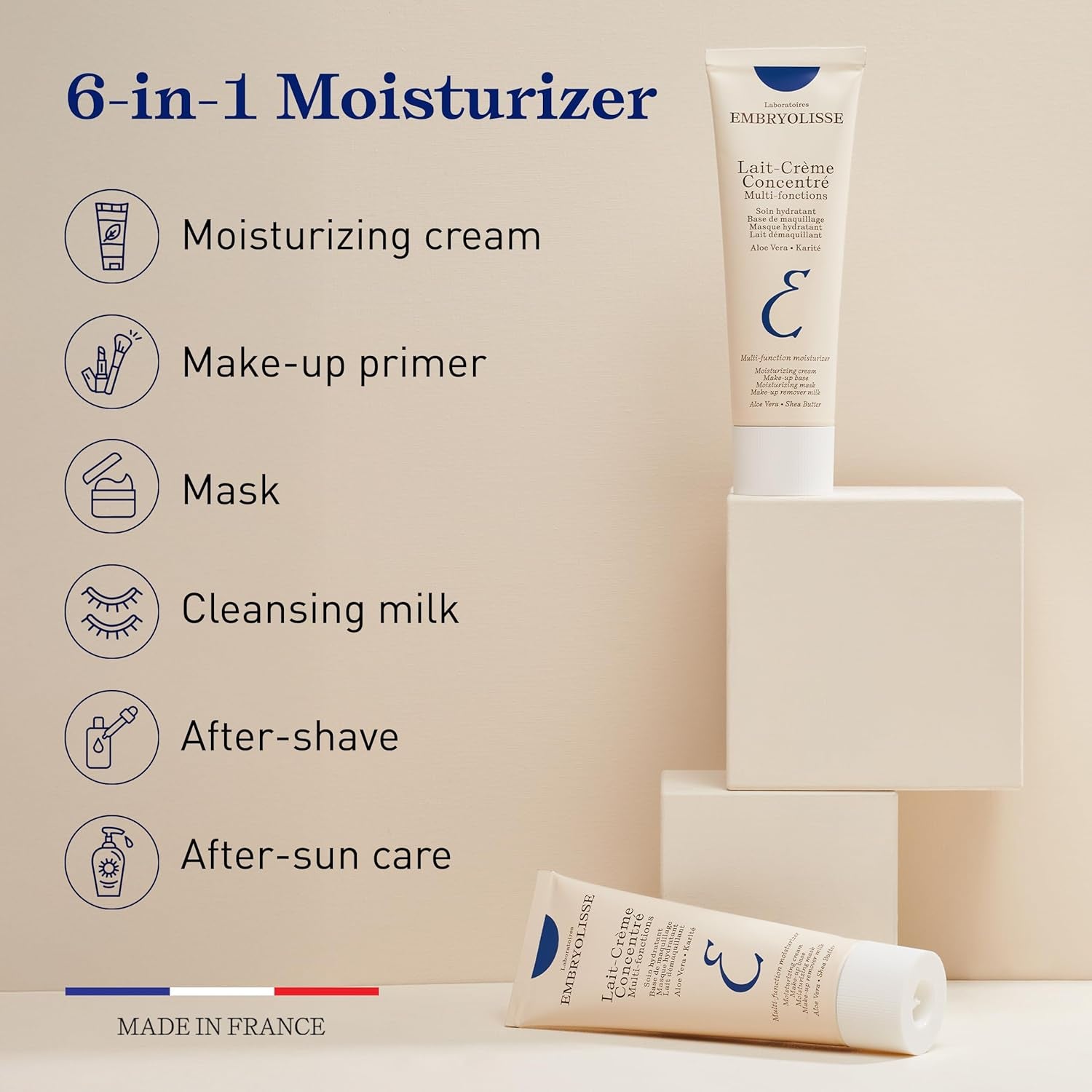 Embryolisse Lait-Crème Concentré Face Moisturizer and Makeup Primer, French Face Cream with Shea Butter & Aloe Vera