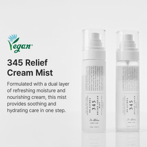 345 Relief Cream Mist | Hydrating Facial Mist with Rice Extract | Soothing Care for Sensitive Skin | Vegan Korean Skincare, 3.38 Fl Oz