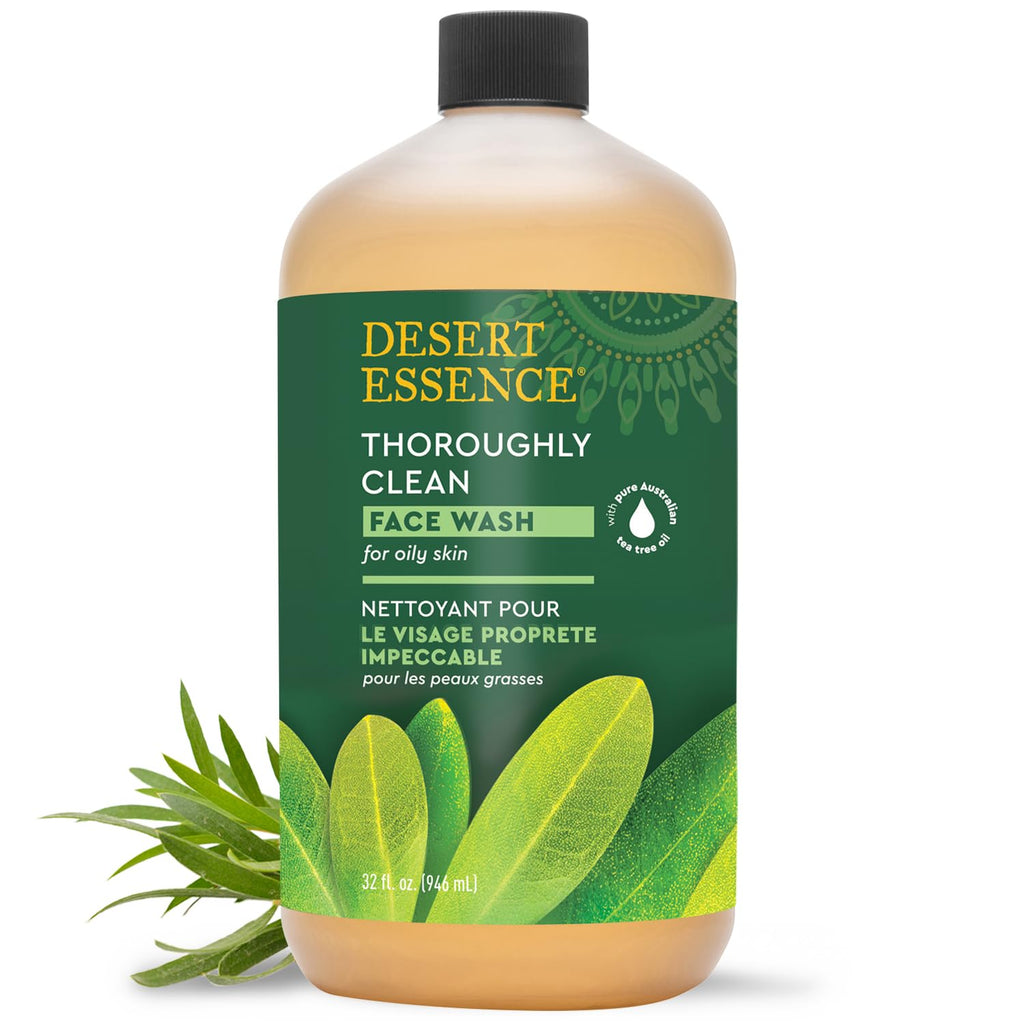 Tea Tree Face Wash 32 Fl Oz - Facial Cleanser with Natural Tea Tree Oil for Daily Use - Gentle Castile Formula for Sensitive and Oily Skin - Vegan and Cruelty-Free