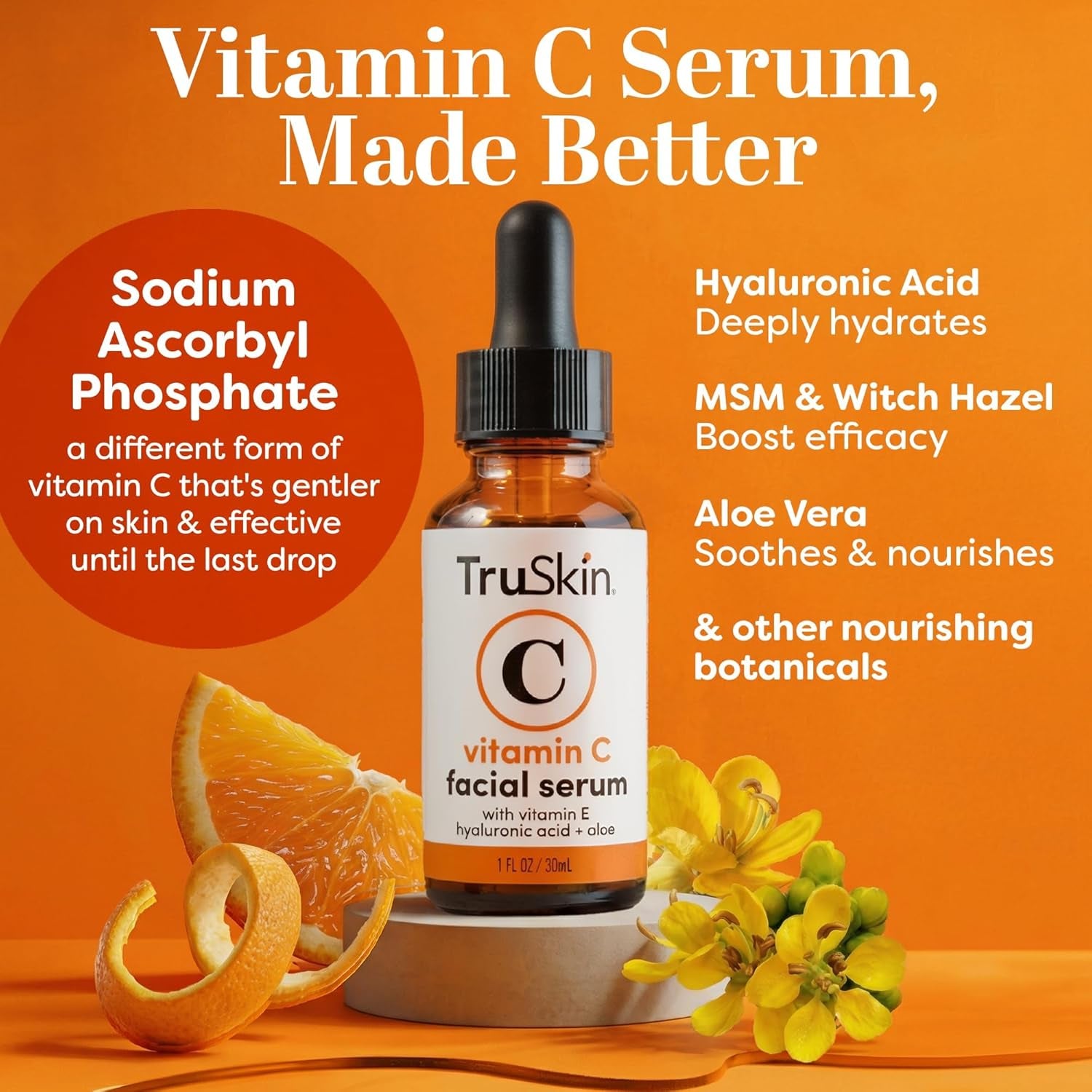 Vitamin C Serum for Face - anti Aging Face Serum with Hyaluronic Acid & Vitamin E - Brightening Formula for Improving Appearance of Dark Spots, Fine Lines & Wrinkles - All Skin Types, 1 Fl Oz